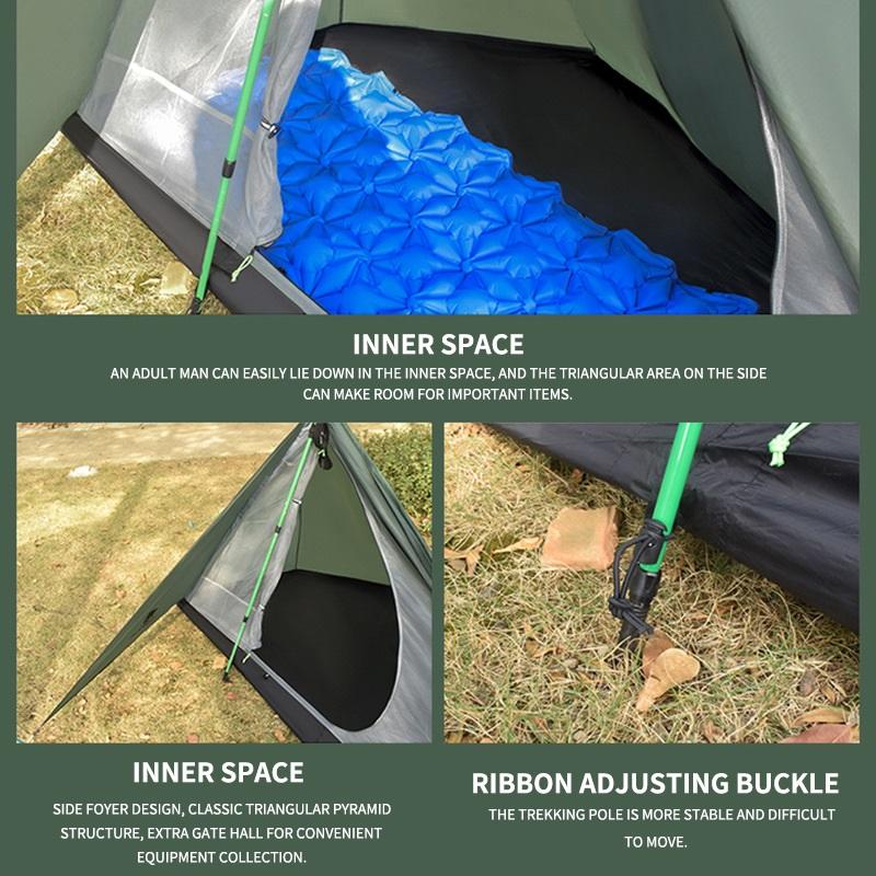 Ultralight Single Person Pyramid Camping Tent Waterproof Silicone Coated Ripstop Nylon Hiking Shelter Outdoor Accessories