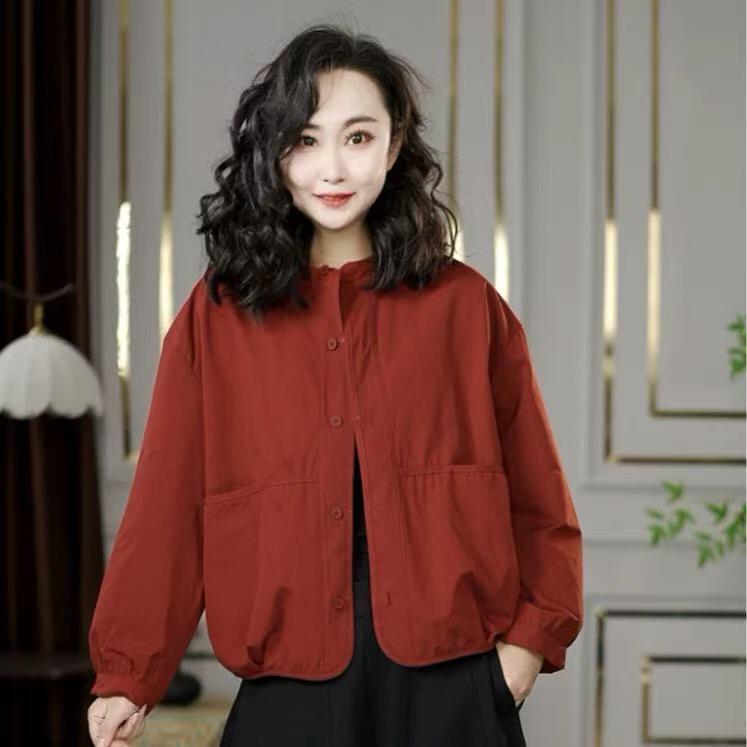 

Spring 2026 Chic Women s Petite Casual Short Jacket: Youthful & Versatile Fashion Top XL for 140-165 jin красный