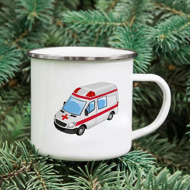 Rainbow Print Enamel Coffee Mugs Car Sibling Cup Outdoor Camping Tea Cups Tourist Tableware Picnic Utensils Creative Hiking Gift