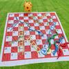 Portable PVC Snake Ladder Chessboard Game Mat - Includes Inflatable Snakes & Dice Outdoor Travel Board Game for Family Fun