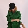 Autumn-Winter Women's Washed Corduroy Slim Fit Long Sleeve Shirt