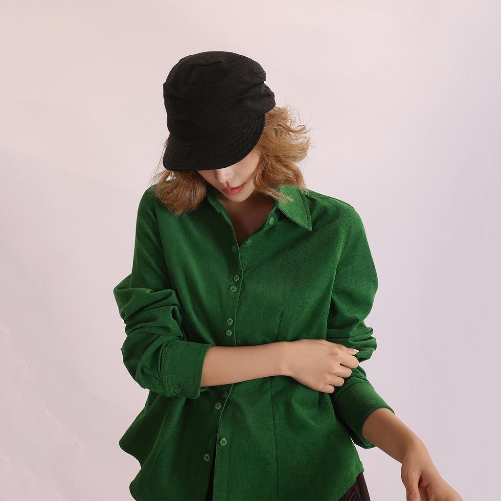 Autumn-Winter Women's Washed Corduroy Slim Fit Long Sleeve Shirt