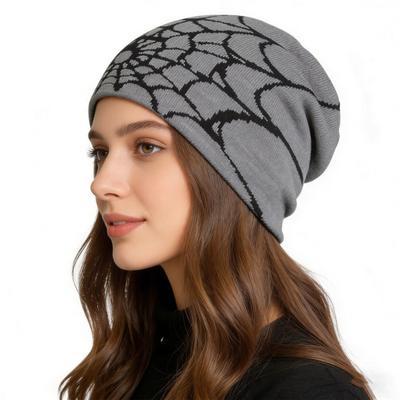 Strickmütze Spinnennetzmuster Dehnbarer Sitz Jacquard-Design Weiche Mütze Wandern Reisen Outdoor Warm