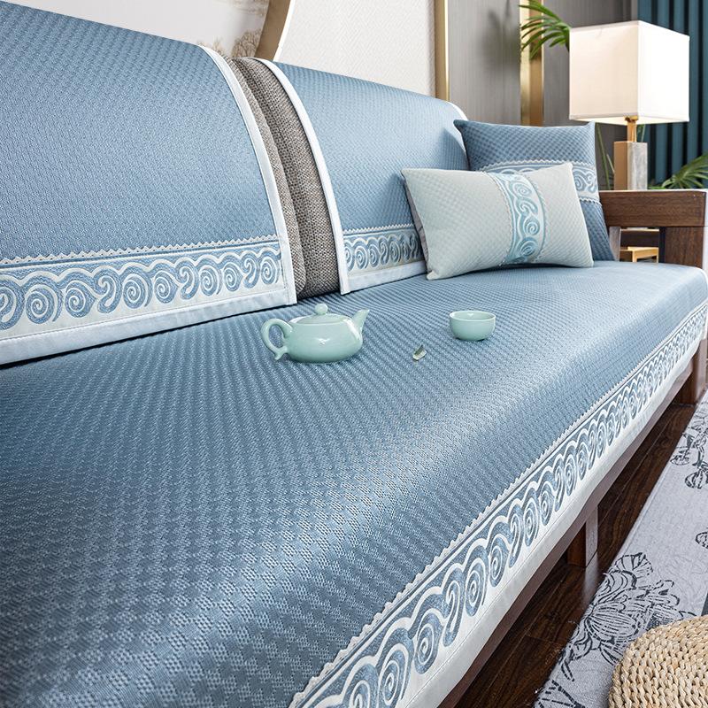 Summer Sofa Cushion New Chinese Style Ice Silk Cool Non-Slip Seat Cushion Summer High-End  New Solid Wood Sofa Cover