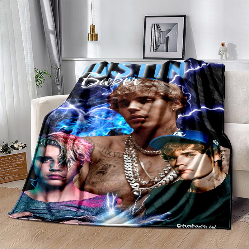 2025 New Style Justin Drew Bieber Singer JB Blanket,Soft Throw Blanket for Home Bedroom Bed Sofa Travel Picnic Cover Kid Gift