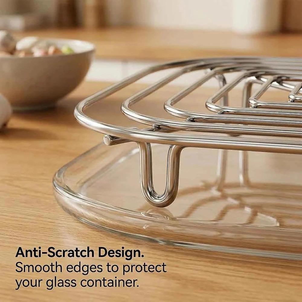 304 stainless steel air fryer rack, a replacement crispy plate for FN101 and FN103 2.5-4 quart glass air fryers, upgrading airflow.