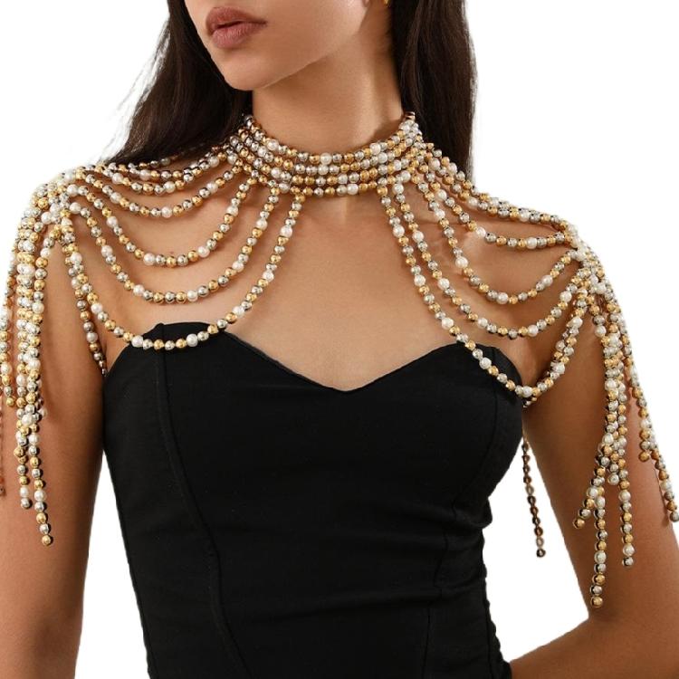 Elegant Faux Pearls Shoulder Necklace For Women Perfect For Pageants Proms Party Wedding Photo Props
