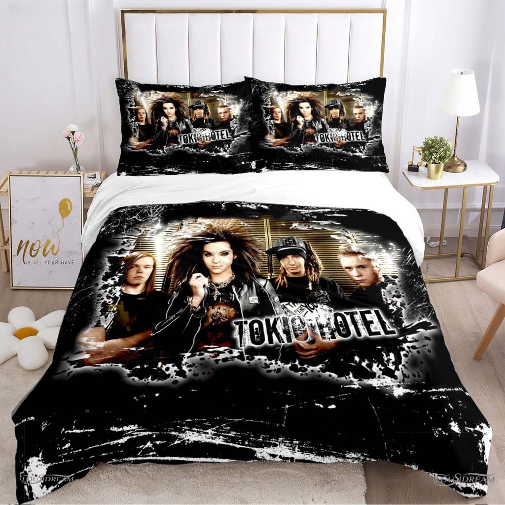 Tokio Hotel 3D Tisk Rocková Kapela Celoroční Povlak na Přikrývku Ložní soupravy Měkký Potah na Přikrývku a Povlaky na Polštáře Jednolůžko_Dvoulůžko_Queen_King