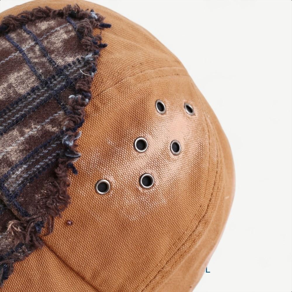 Beggar Style Plaid Bucket Hat Patched Sun Protection Basin Cap Fashion Retro Fisherman Hat  Women