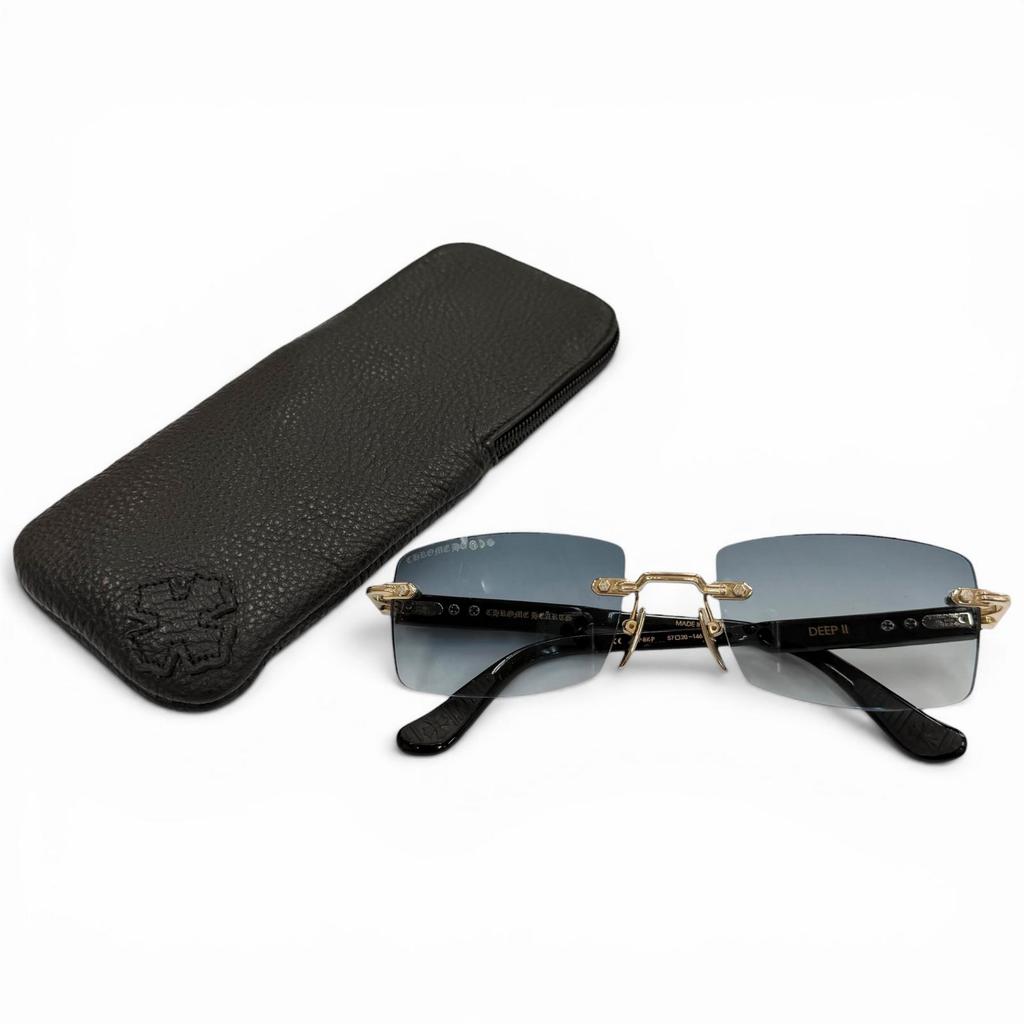 Tolle CHROME HEARTS Sonnenbrille DEEP II schwarz Herren Gebraucht