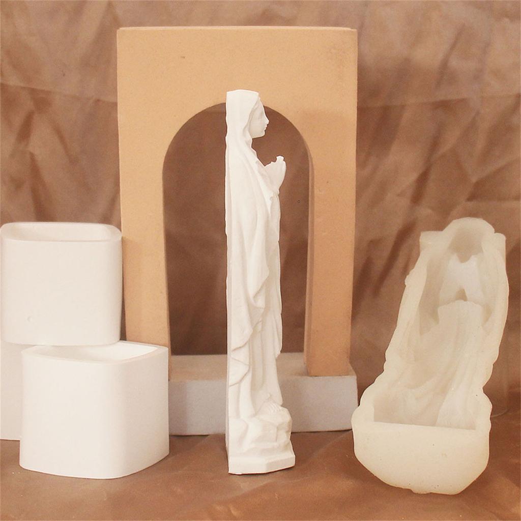 3D Virgin Mary Figurine Silicone Candle Molds for Epoxy Resin Candle Soap Making Home Decoration Temperature Resistant