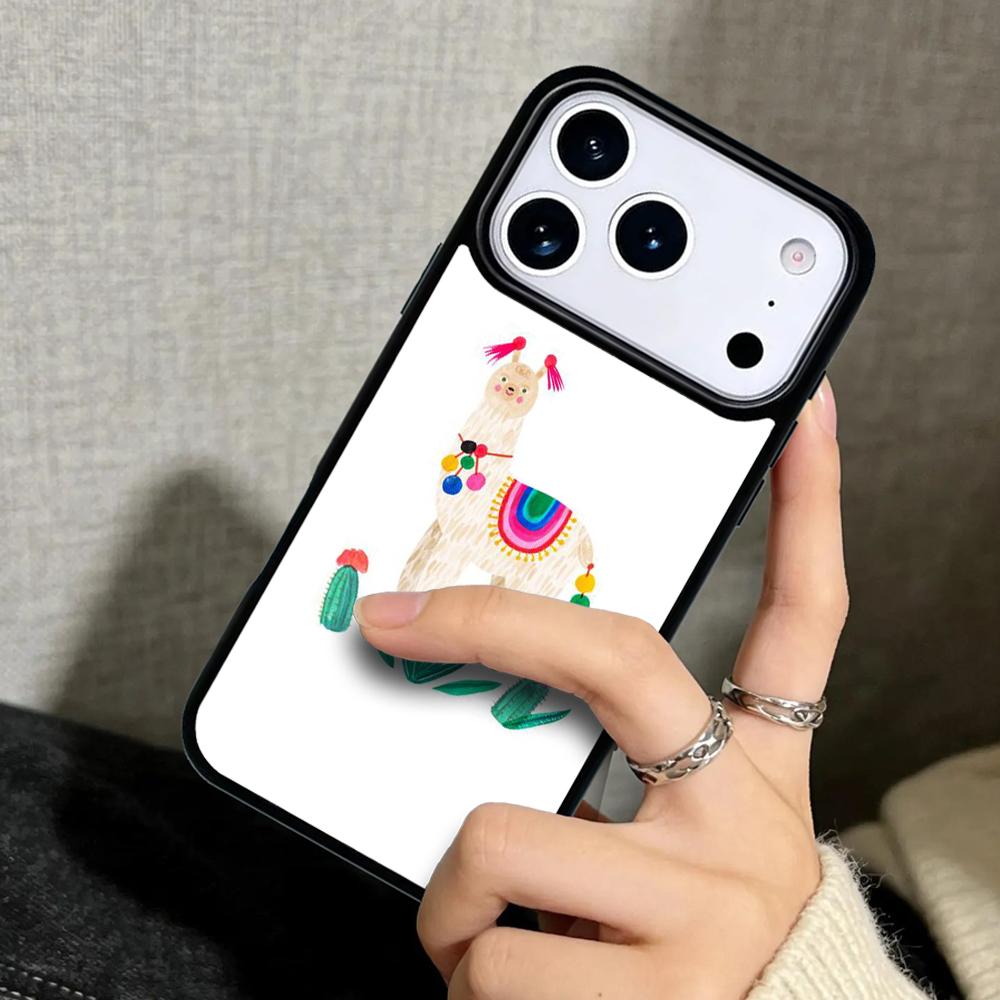 Capa Case for iPhone 17 Air 16 Pro Max 15 Plus 11 13 Mini 14 12 Back Phone Cover Happy Lama Travel No Prob Llama