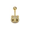 Elegant Gem Navel Piercing Copper Shiny Body Jewelry Round Crystal Ball Belly Button Rings  Women