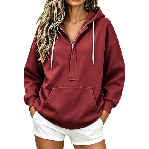Women's Color Hooded Long Sleeve Pullover Sweatshirt for Casual Everyday Wear