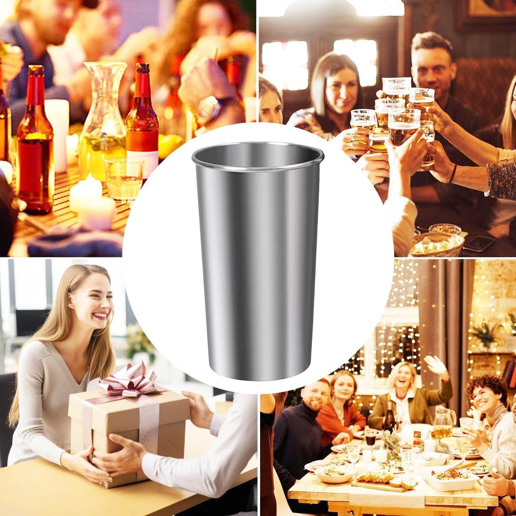 Kids Stainless Steel Cup 6 Pieces Water Cups Unbreakable Stackable Tumbler 600ml Drinking Glasses For Kids Adults Hydration
