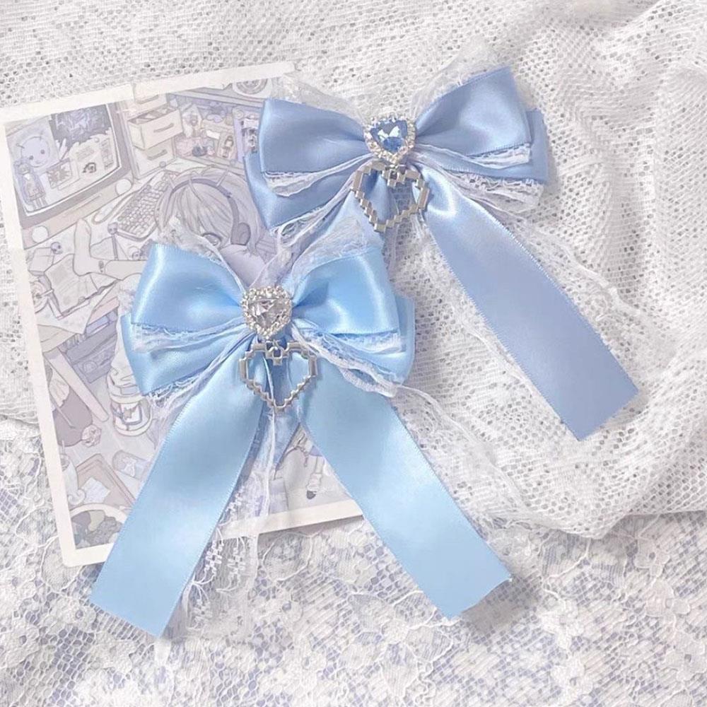Y2K Subculture Bows Lace Pin Hairpin Lolita Harajuku Gothic Hair Clip Brooch Bling Heart Ita Bag Decoration DIY Bag Accessories