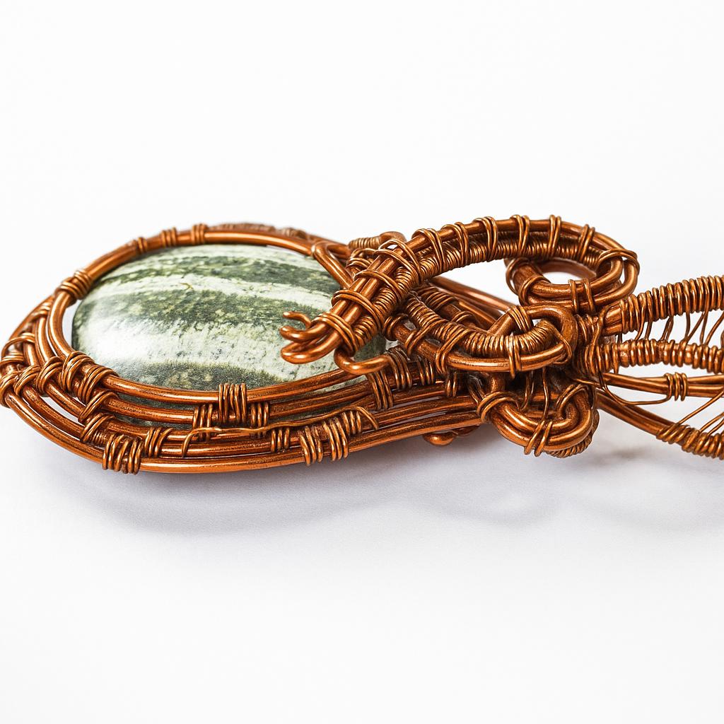 Natural Green Tourmaline Pendant 95 ct Oval Copper Wire Wrapped October Birthday Birthstone
