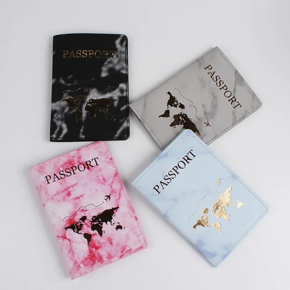Marble Style Travel Passport Cover Pu Leather ID Credit Card Passport Holder Packet Wallet Purse Bags Pouch for Women Men