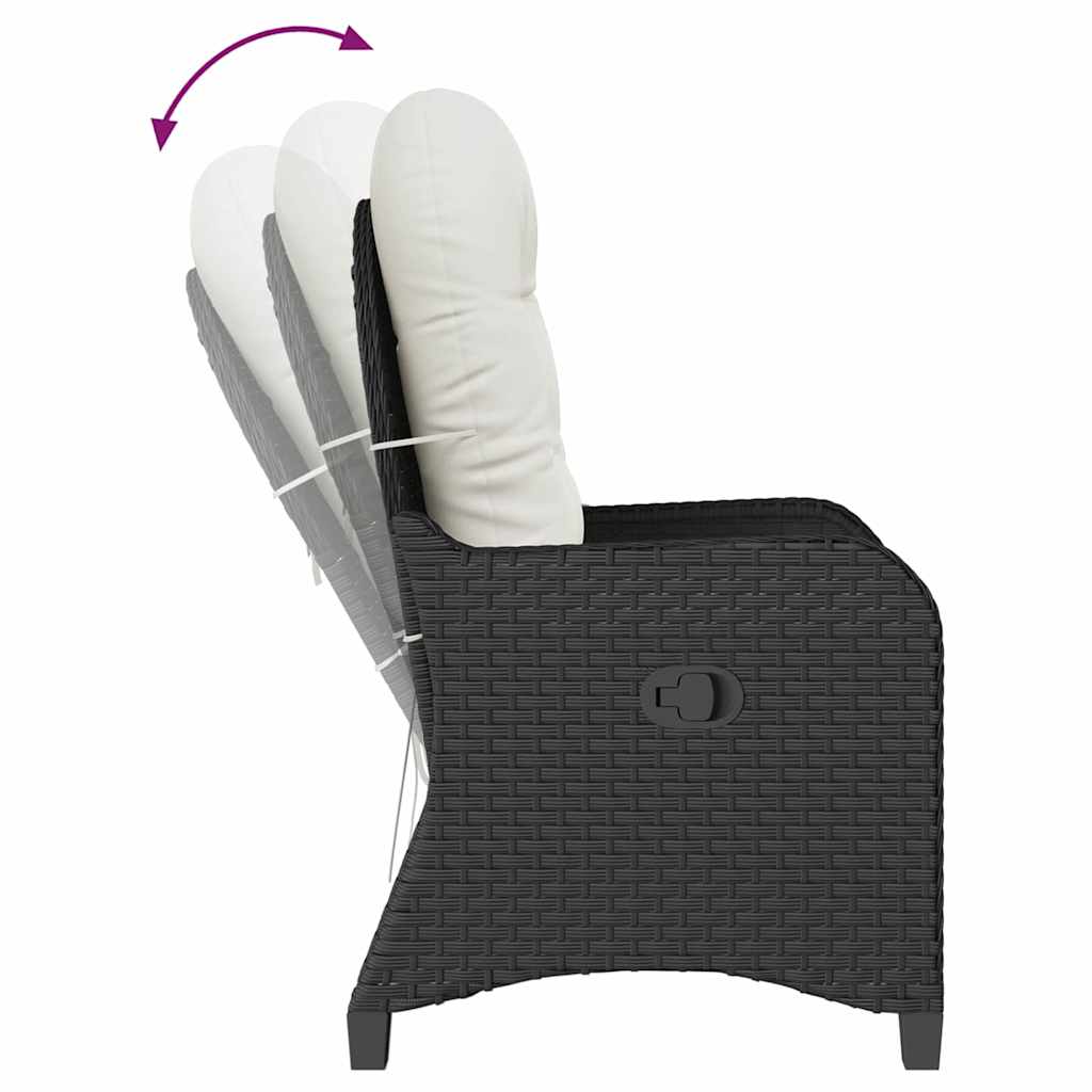 Reclining Chair with Cushion Black 56 x 66 x 95 cm Poly Rattan