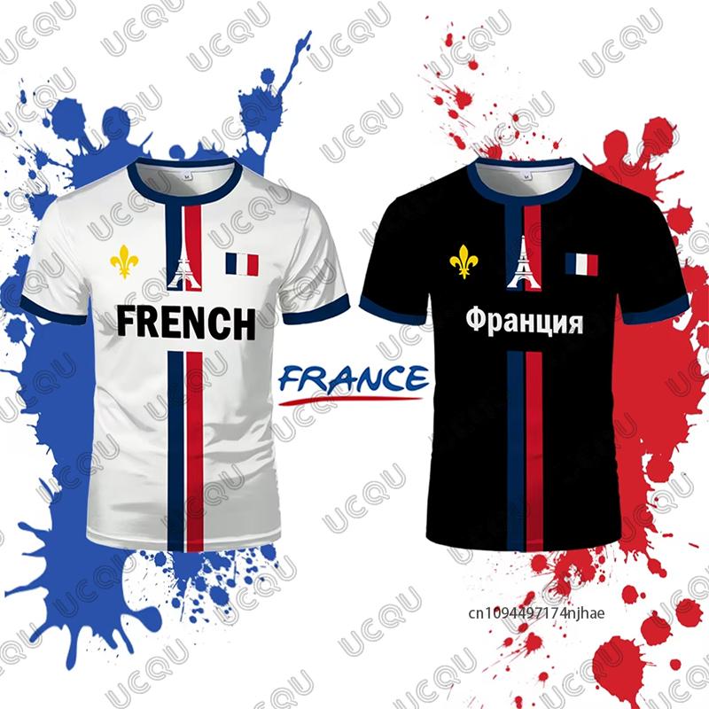 Summer New France Football Jersey Women Men Sports T-shirt Street Soccer Uniforms Casual French Map Flag Graphic Oversized Tops