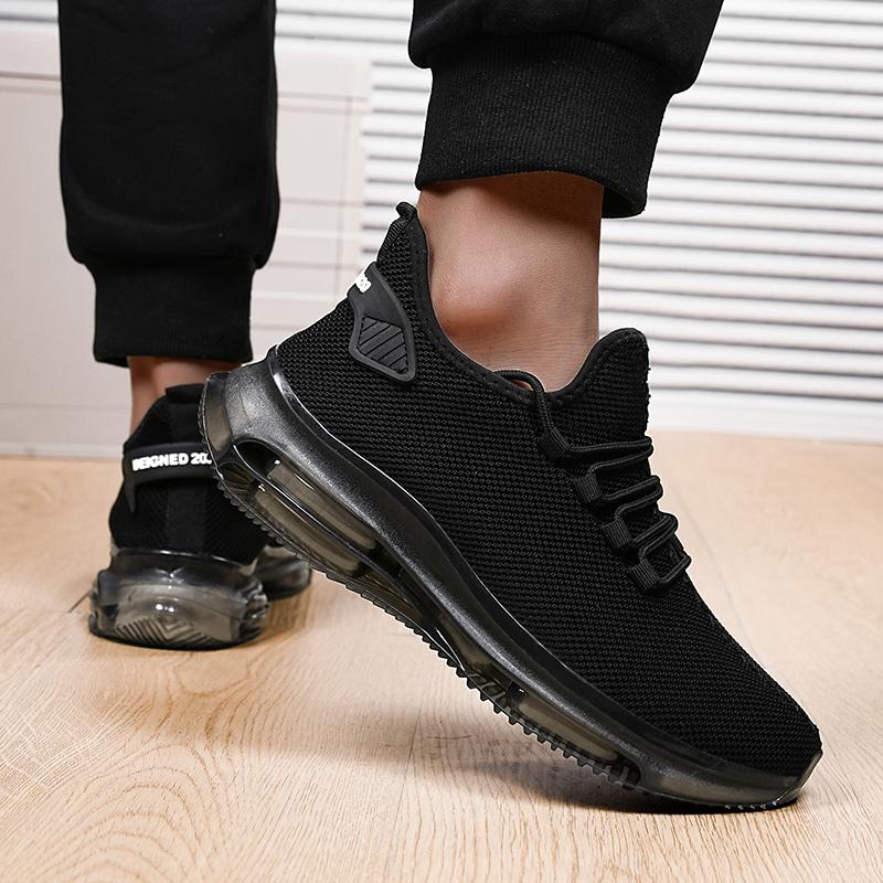 

Модные мужские кроссовки на толстой подошве, амортизирующие, на шнуровке, летние, теннисные, дышащие, на платформе, с защитой от запаха, модная повседневная обувь 39 чёрный