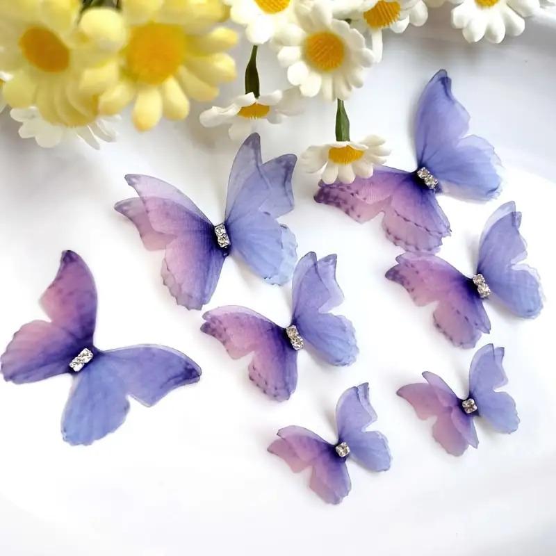 10 elegant 3D butterfly decorations, double-layer polyester fiber butterflies, suitable for DIY handicrafts, headwear