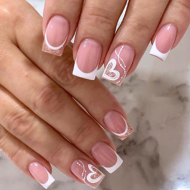 24Pcs Gradient Long Ballet Press On Nails With Glue Full Cover Acrylic False Nails Artificial Manicure Tips
