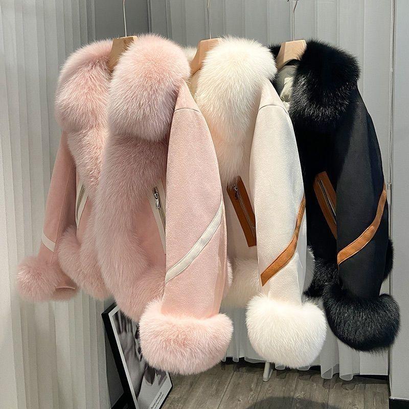 New Imitation Fox Fur Coat Women Autumn Winter Fashion Short Add Cotton Thick Warm Suede Overcoat Female Slim Outwear