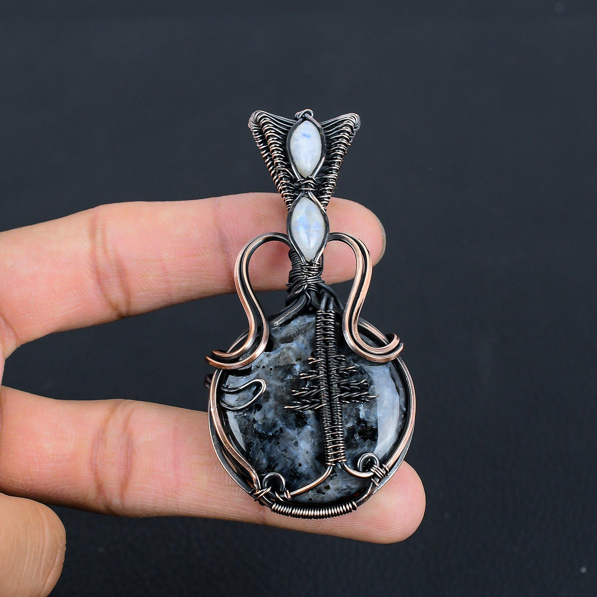 

Кулон из лабрадорита, ювелирное изделие из драгоценного камня ручной работы, кулон, обернутый медной проволокой 999 пробы, кулон с уникальным дизайном 2.55 Inches