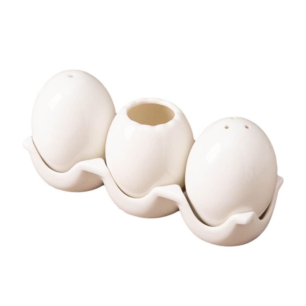 Mini Salt and Pepper Bottle Ceramic Seasoning Jar Creative Simulated Egg Spice Jar Set  Cooking