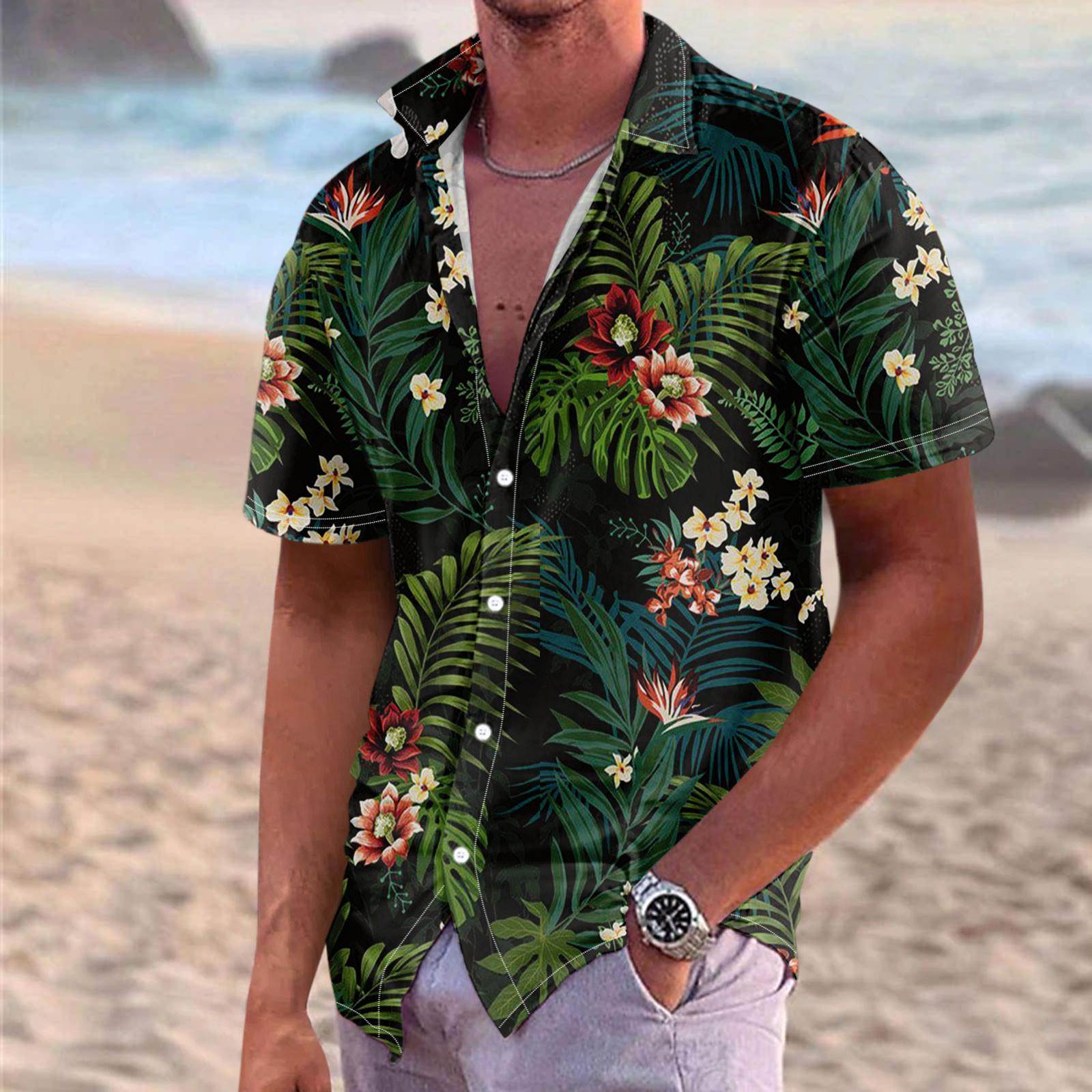 

Гавайская рубашка для мужчин, мужские винтажные рубашки для боулинга на пуговицах, летняя пляжная рубашка с коротким рукавом XXL