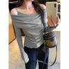 Women's Pink One-Shoulder Batwing Sleeve T-shirt: 2026 Super Stylish Long Sleeve Inner Layer Top