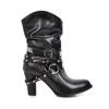 J/Winter New High Heel Thick Heel Round Toe Short Boots European and American Feng Shui Diamond Belt Decorative Women's Boots
