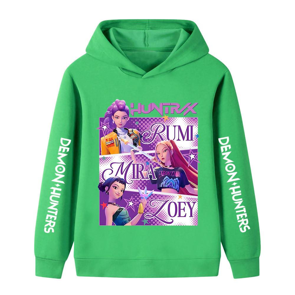 B1199XX Kids Boys Girls Kpop Rumi Zoey Mira Huntrix Print Long Sleeves Hoodie