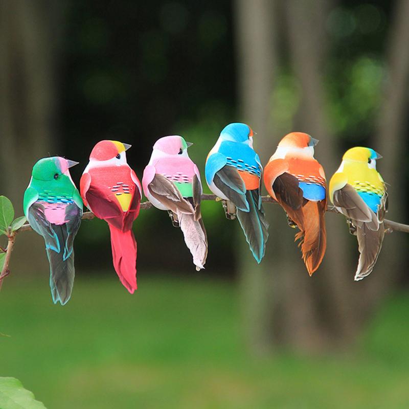 6 Stück Realistische Simulierte Vogeldekoration Mit Natürlichen Federn Und Lebendigen Farben Perfekt Für Garten Hof Haus Party Dekoration Schmuckstück