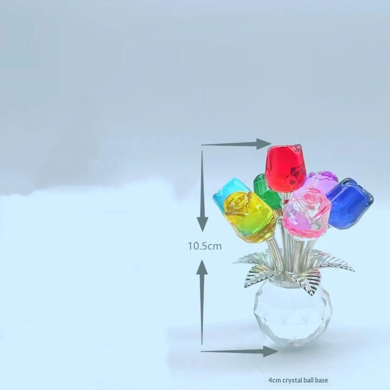 Ornate Crystal Rose Sculpture Handmade Artful Decor for Romantic Atmosphere