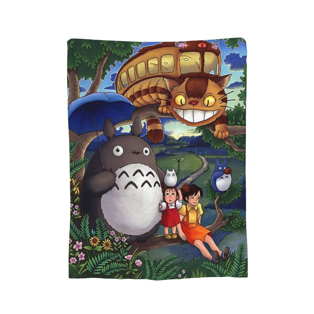 Traditional Nekobasu Knitted Blankets Japanese T-Totoros Catbus Fleece Throw Blanket Bedding Couch Portable Soft Warm Bedspreads