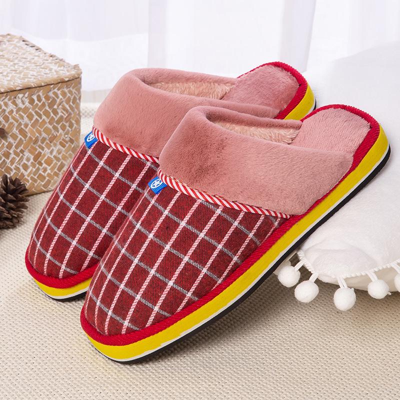 

Handmade cotton slippers autumn and winter women s home indoor and outdoor wear couple thick-soled men s warm and non-slip fluffy slippers Female 38-39 is suitable for sizes 35-36 бордовий