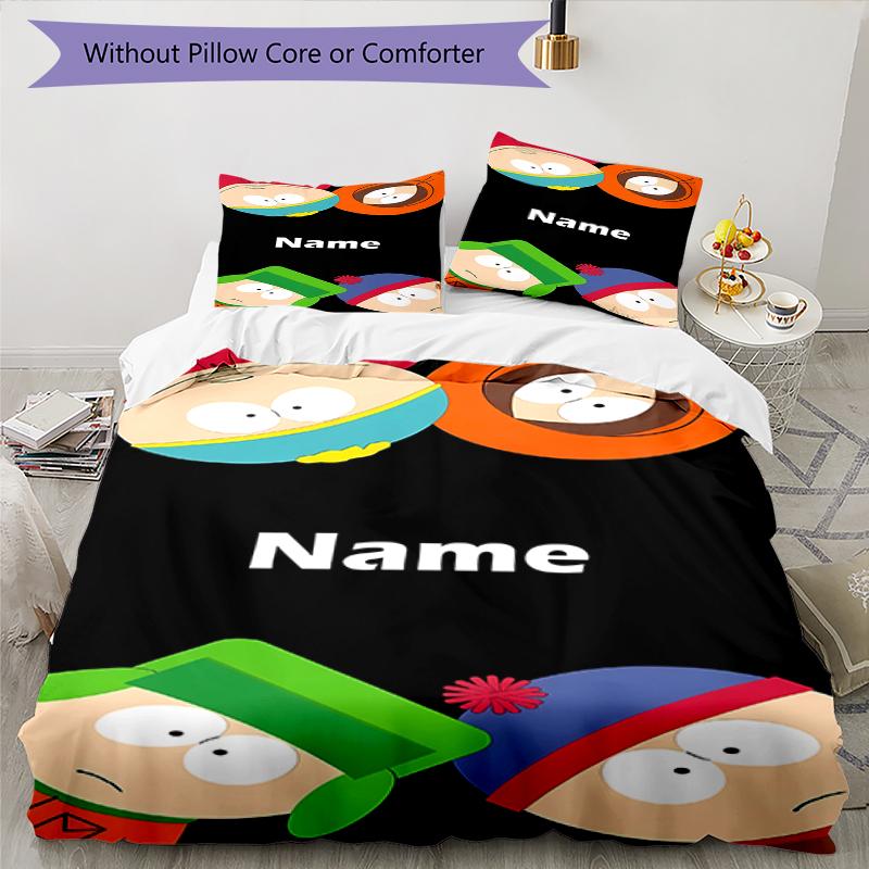 3pcs Custom Name South Park Bedding Set Duvet Cover Closure Includes 1 Duvet Cover & 2 Pillowcases, Soft and Comfortable for All Seasons.