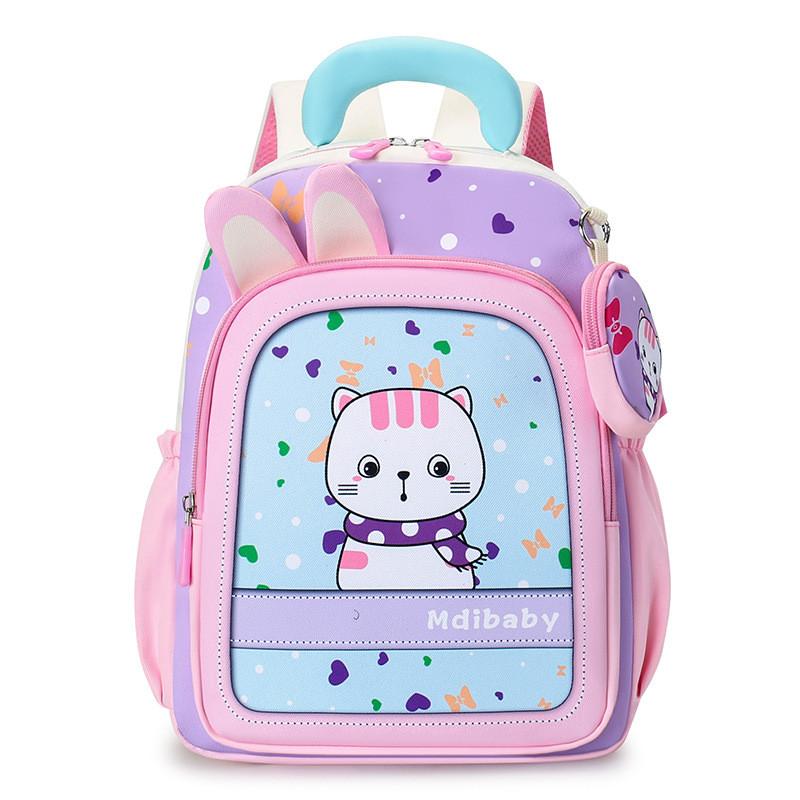 Cartoon Kids Backpack With Nylon Material And Ergonomic Shoulder Straps For School Use