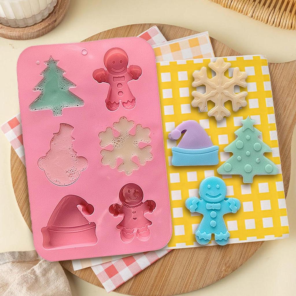 Silicone Candy Molds 6-Cavity Heat Resistant Baking Mould Christmas Silicone Candy Molds for Dessert Jellies Wax Melts Gummy