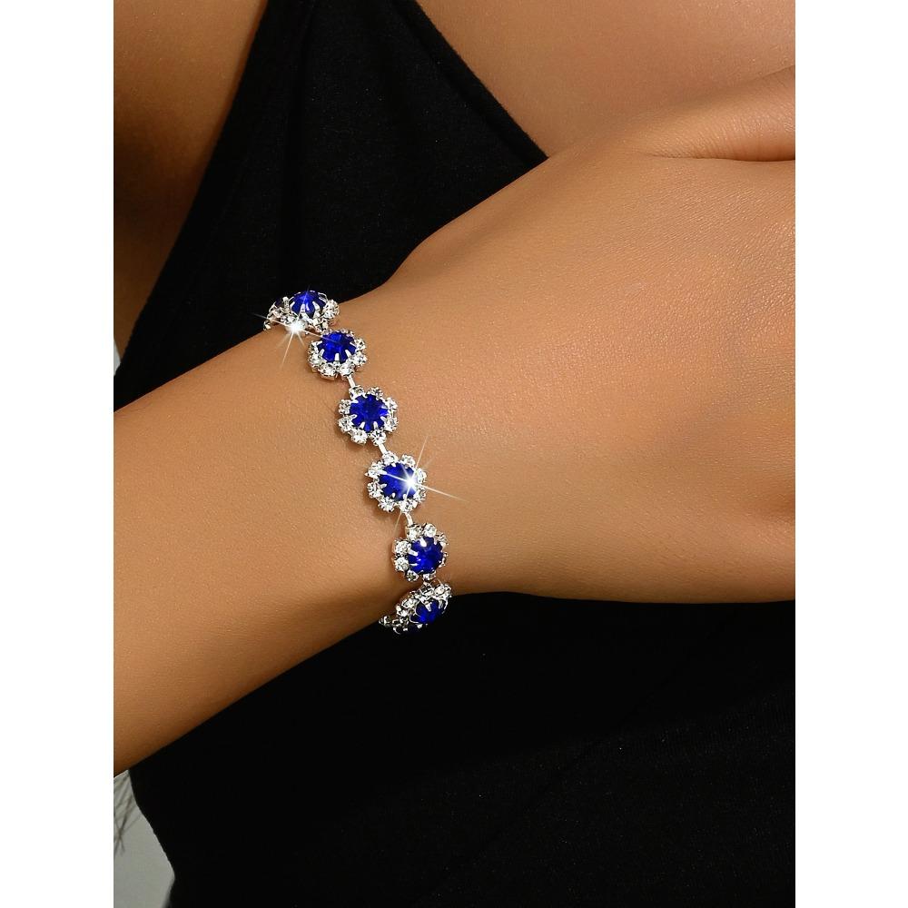Ladies Earrings Necklace Bracelet Jewelry Set Claw Chain Bridal Jewelry Simple Blue Birthday Party Gift