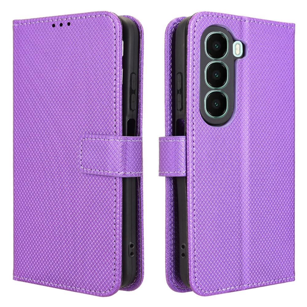 For itel A95 5G Leather Wallet Case with Strap Diamond Texture Phone Cover