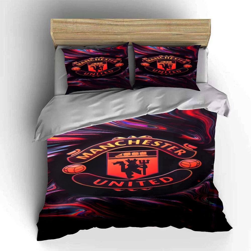 Conception du logo de Manchester United. Ensembles de literie Ensembles de housses de couette Housses de couette Taies d'oreiller(1 * Housse de couette 2 * Taies d'oreiller sans couette)