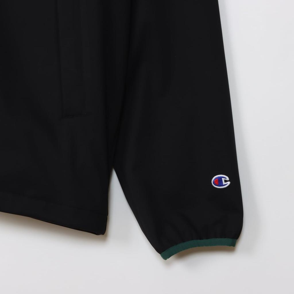 Champion Long Sleeve Stretch Windproof Zip Hooded Jacket with Men's Anti-Static Water-Repellent One-Point Logo, Black, C3-ZG601