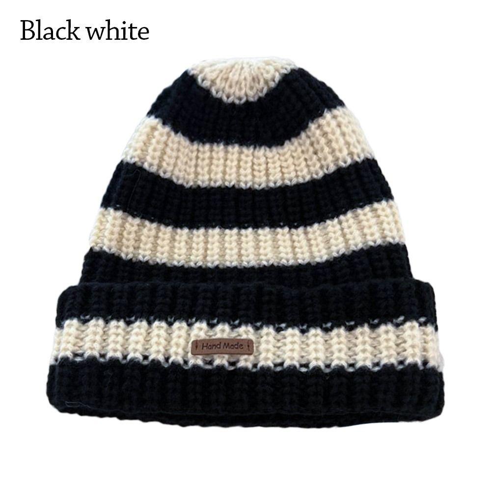 Stripe Winter Hats Thickened Knitted Hat Casual Beanie Caps  for Men Women