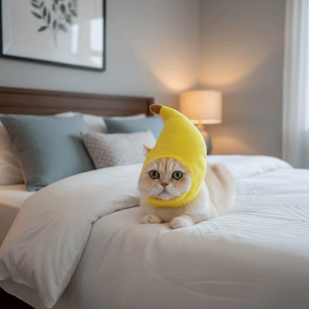 Adjustable Banana Cat Head Cover Cute Pet Headwear Funny Role-Playing Costume Pet Party