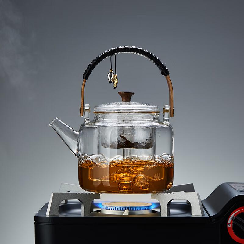 Steaming and Boiling Glass Teapot Set with Electric Ceramic Stove