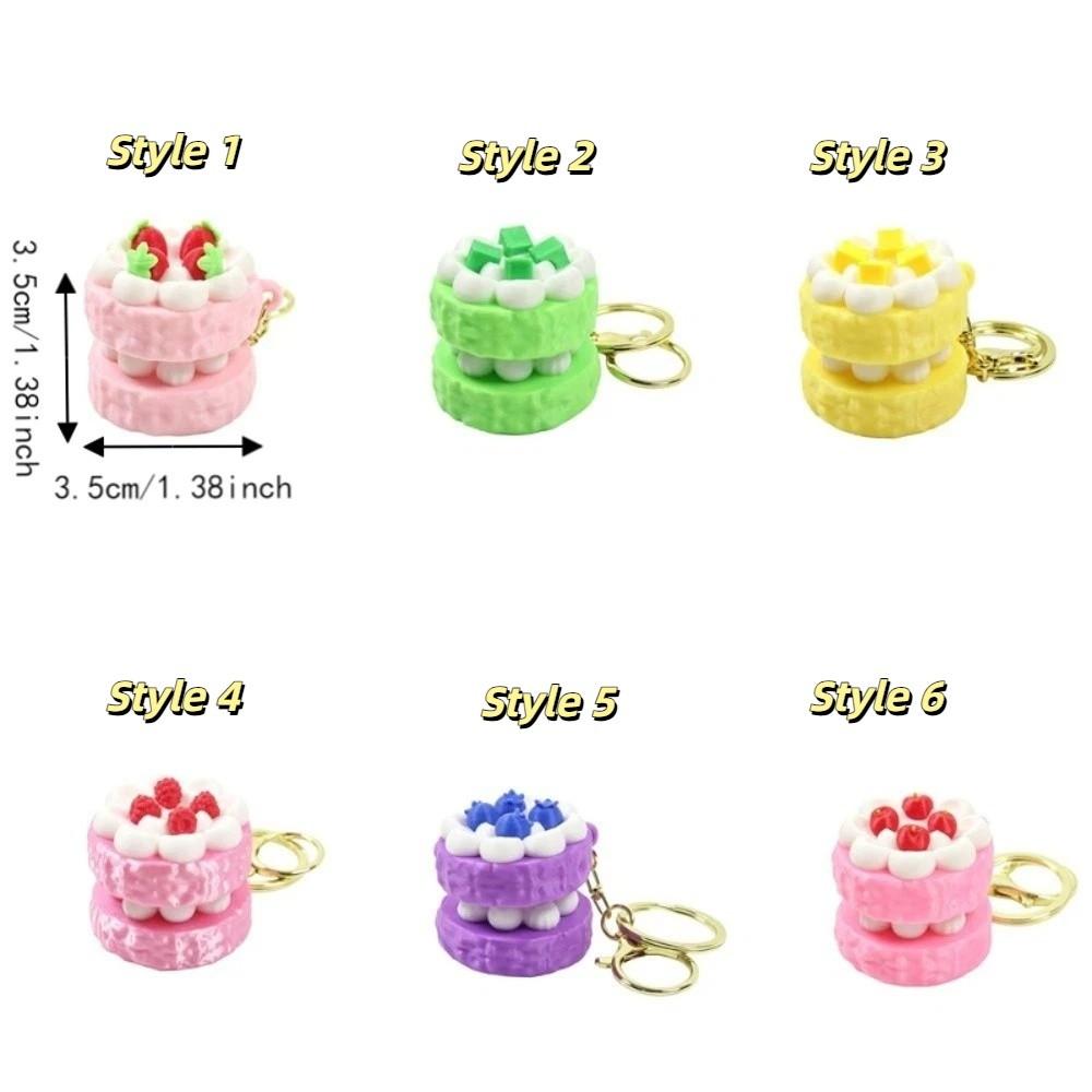Realistic Fruit Cake Clicker Keychain 3D Printed Macaron Pendant Car Pendant