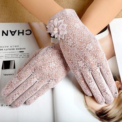 Gants de protection solaire en dentelle à grandes fleurs pour femmes, courts de conduite d'été, antidérapants pour écran tactile